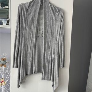 Ambiance Light Gray Open-Front Draped Cardigan